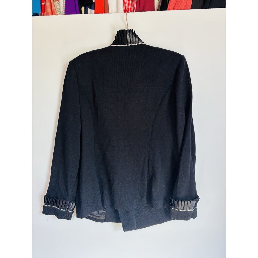 DVC Exclusive Ruffle Metallic Sequined Rhinestone Evening Jacket Black Size 18 - Picture 5 of 6